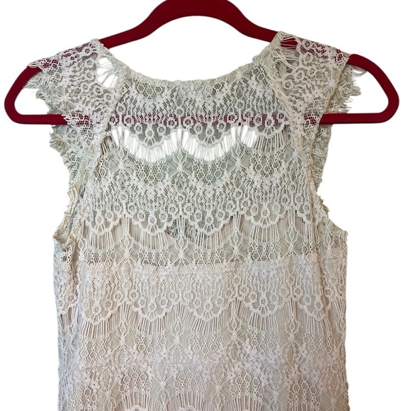 Free People Intimately Peekaboo Ivory Lace Hi-Low Slip Sheath Dress Small - Picture 12 of 15